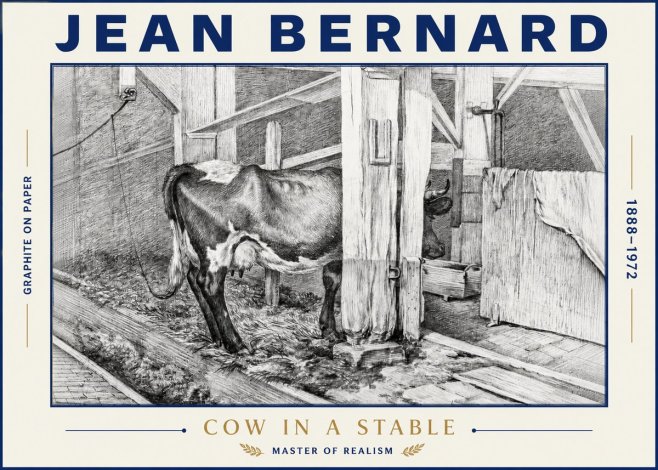 Jean Bernard Cow in a Stable No4 - Affiche