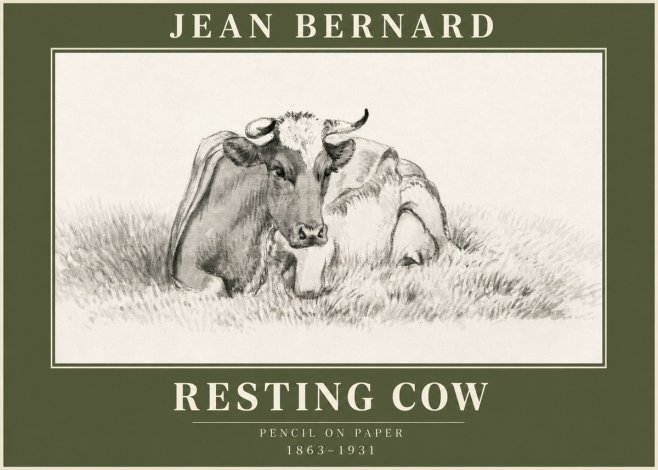 Jean Bernard Resting Cow IV No3 - Affiche