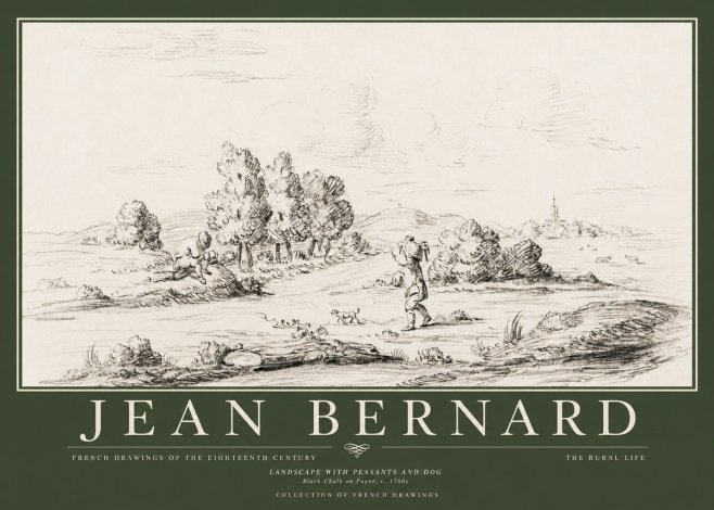 Jean Bernard Landscape with Figures and Distant Village No5 - Affiche