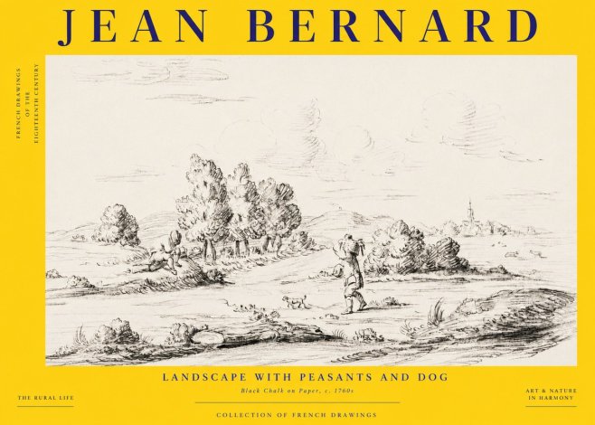 Jean Bernard Landscape with Figures and Distant Village No6 - Affiche