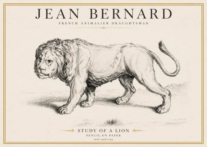 Jean Bernard Study of a Lion II No6 - Affiche
