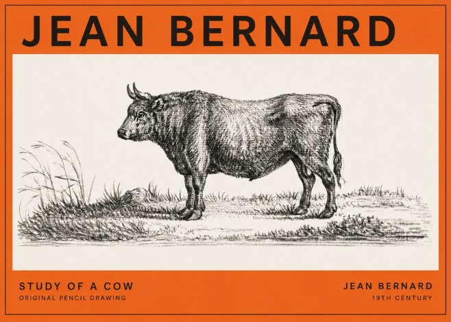 Jean Bernard Study of a Cow XIII No2 - Affiche