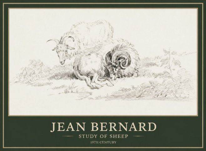 Jean Bernard Study of Sheep No1 - Affiche