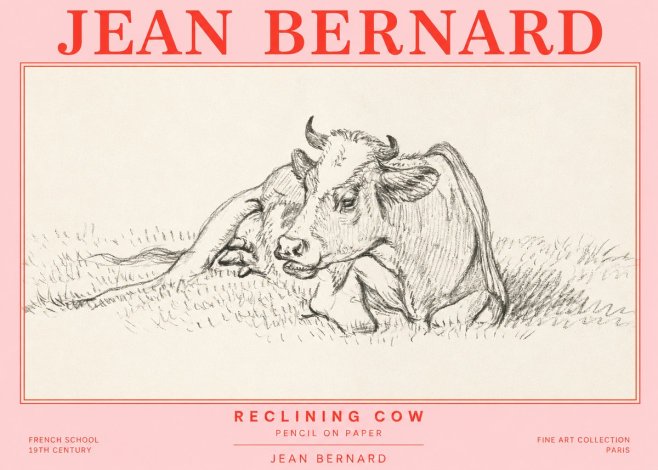 Jean Bernard Reclining Cow III No2 - Affiche