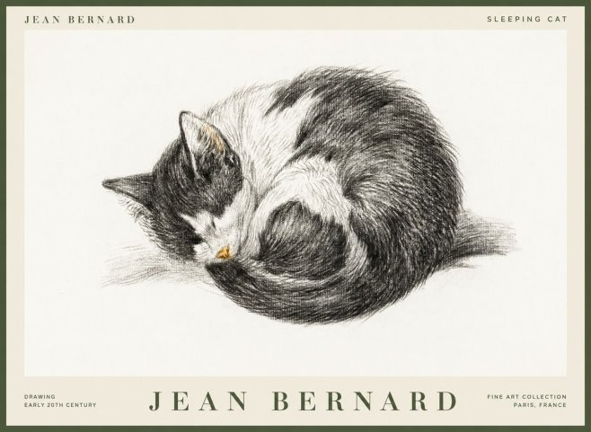 Jean Bernard Sleeping Cat VIII No1 - Affiche