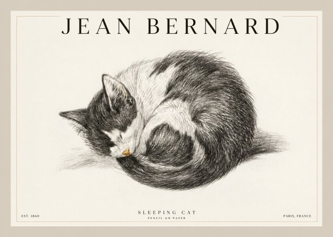Jean Bernard Sleeping Cat VIII No2 - Affiche