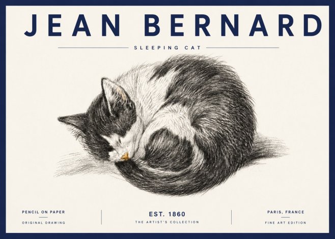 Jean Bernard Sleeping Cat VIII No6 - Affiche