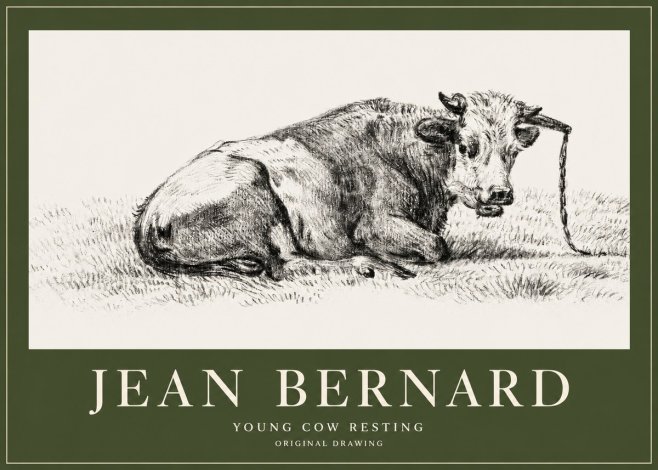 Jean Bernard Young Cow Resting No2 - Affiche