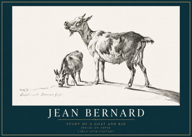Jean Bernard Study of a Goat and Kid No3 - Affiche