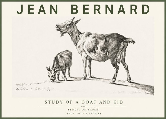 Jean Bernard Study of a Goat and Kid No4 - Affiche