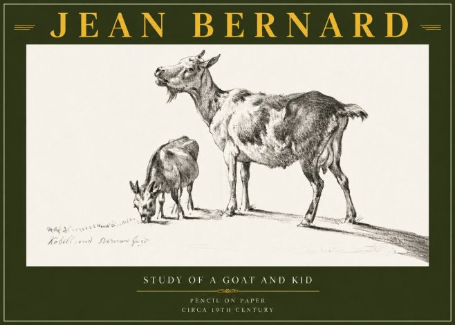 Jean Bernard Study of a Goat and Kid No6 - Affiche