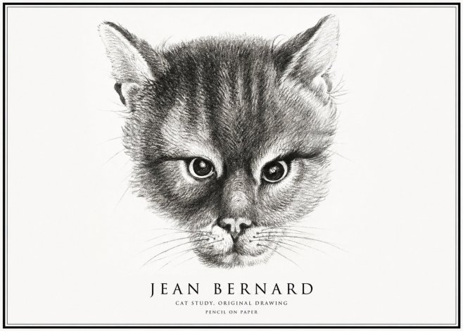 Jean Bernard Cat Study. Original Drawing No1 - Affiche