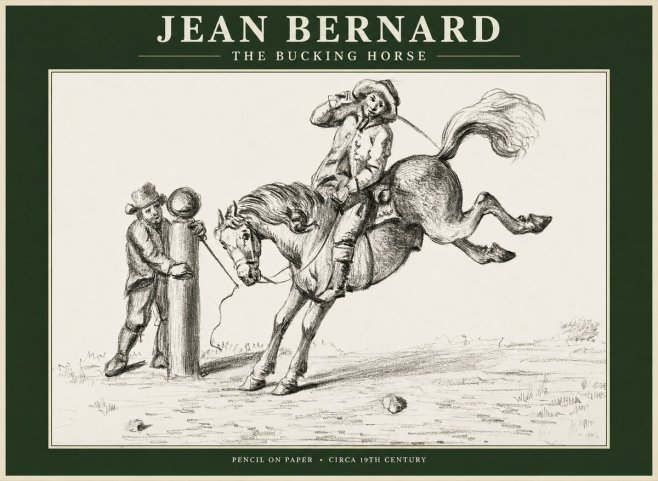 Jean Bernard A Study of the Bucking Horse No2 - Affiche