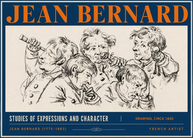 Jean Bernard Studies of Expressions and Character No3 - Affiche