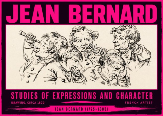 Jean Bernard Studies of Expressions and Character No4 - Affiche
