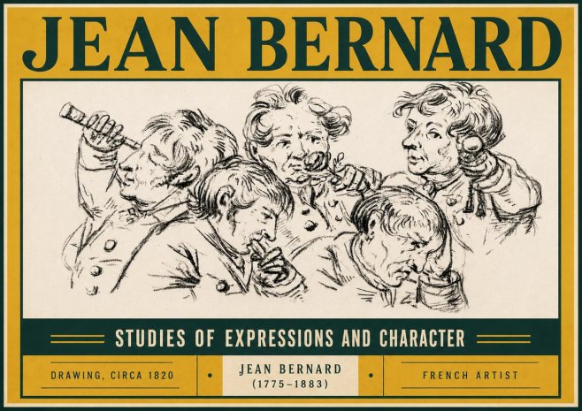 Jean Bernard Studies of Expressions and Character No5 - Affiche