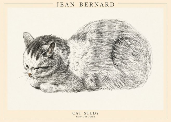 Jean Bernard Cat Study X No1 - Affiche