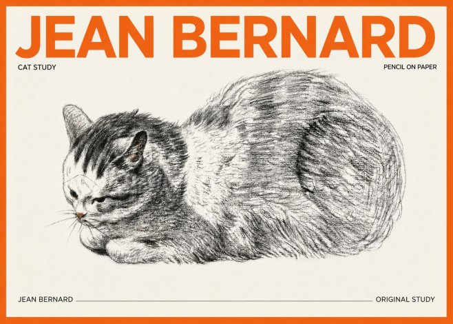 Jean Bernard Cat Study X No3 - Affiche