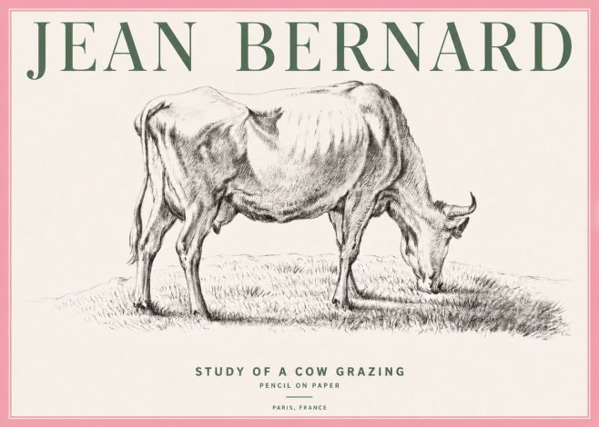 Jean Bernard Study of a Cow Grazing II No4 - Affiche