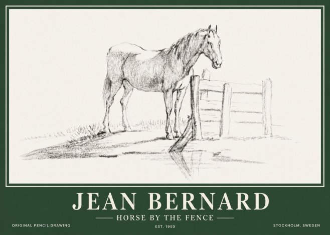 Jean Bernard Horse by the Fence No3 - Affiche