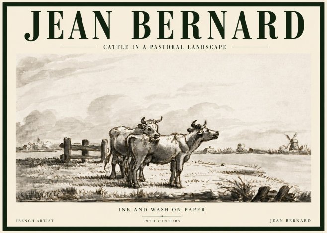 Jean Bernard Cattle in a Pastoral Landscape No5 - Affiche
