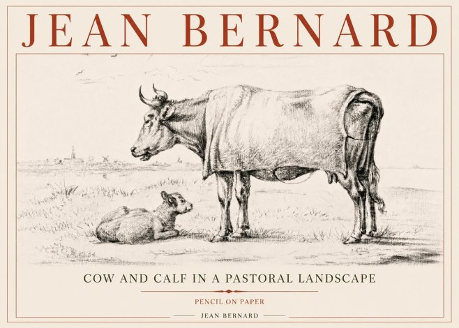 Jean Bernard Cow and Calf in a Pastoral Landscape No5 - Affiche