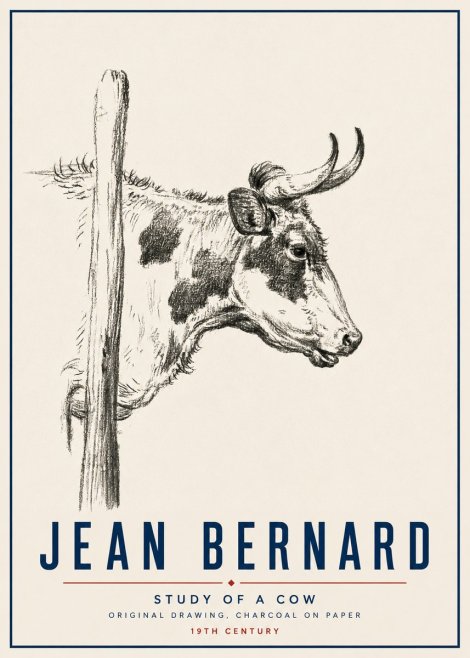 Jean Bernard Study of a Cow XVII No5 - Affiche