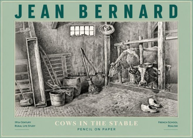 Jean Bernard Cows in the Stable No3 - Affiche