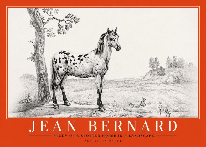 Jean Bernard Study of a Spotted Horse in a Landscape No2 - Affiche