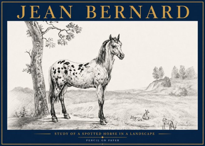 Jean Bernard Study of a Spotted Horse in a Landscape No5 - Affiche