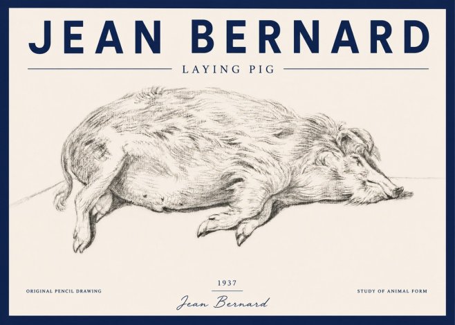 Jean Bernard Laying Pig No4 - Affiche