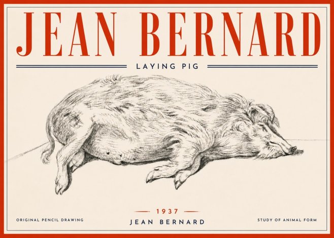 Jean Bernard Laying Pig No6 - Affiche