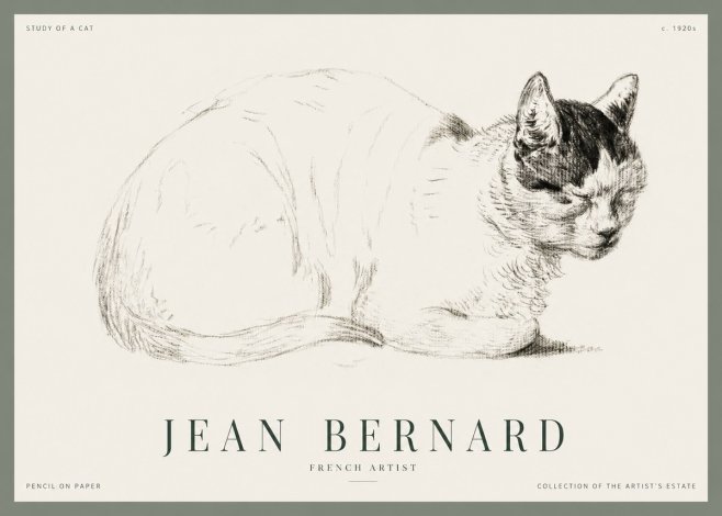 Jean Bernard Study of a Cat III No1 - Affiche