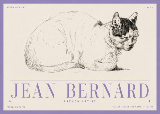 Jean Bernard Study of a Cat III No5 - Affiche