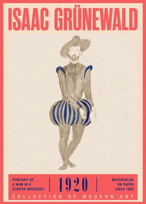 Isaac Grünewald Portrait of a Man in a Striped Breeches No2 - Affiche