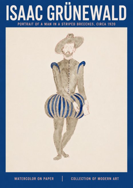 Isaac Grünewald Portrait of a Man in a Striped Breeches No3 - Affiche
