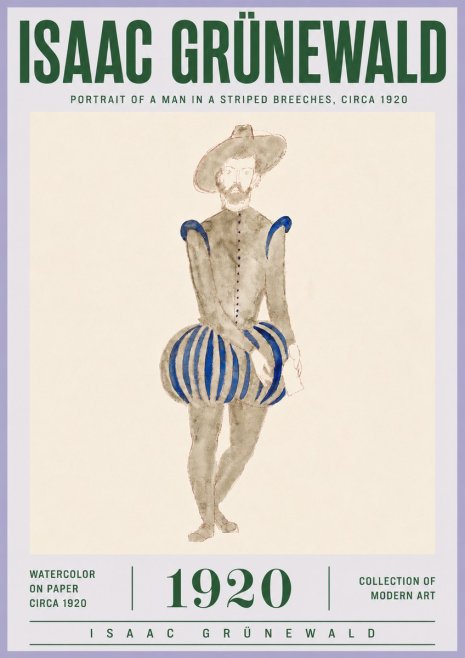 Isaac Grünewald Portrait of a Man in a Striped Breeches No4 - Affiche