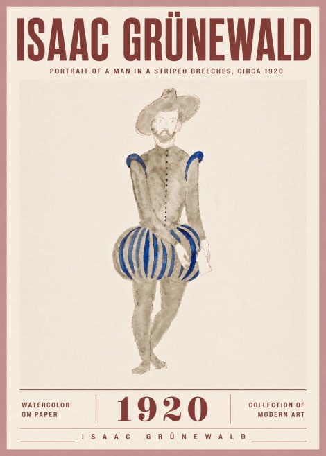 Isaac Grünewald Portrait of a Man in a Striped Breeches No5 - Affiche