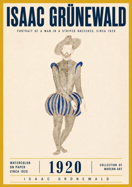 Isaac Grünewald Portrait of a Man in a Striped Breeches No6 - Affiche