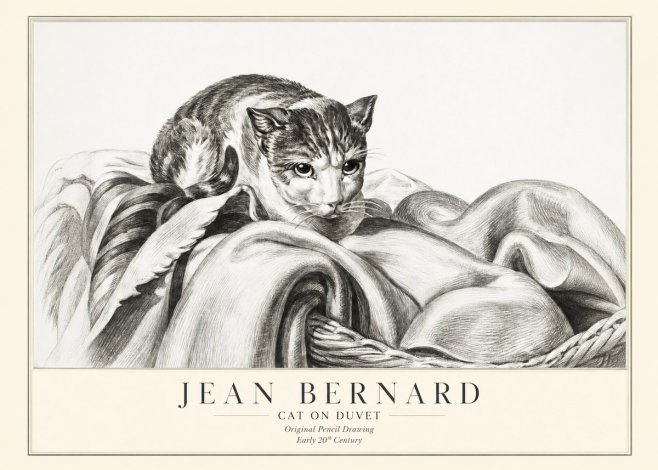 Jean Bernard Cat on a Blanket No3 - Affiche