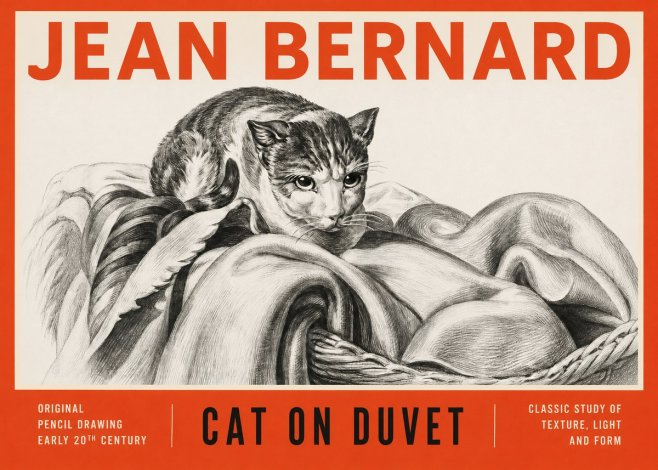 Jean Bernard Cat on a Blanket No4 - Affiche
