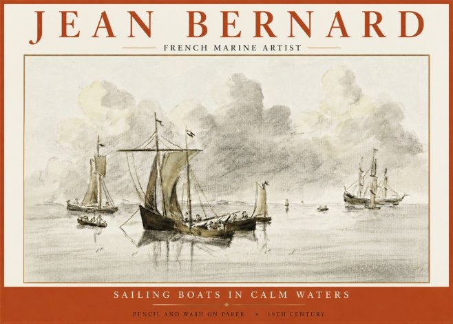 Jean Bernard Sailing Boats in Calm Waters No5 - Affiche