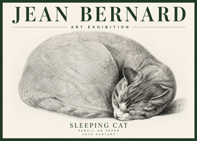 Jean Bernard Sleeping Cat IX No4 - Affiche