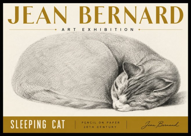 Jean Bernard Sleeping Cat IX No6 - Affiche