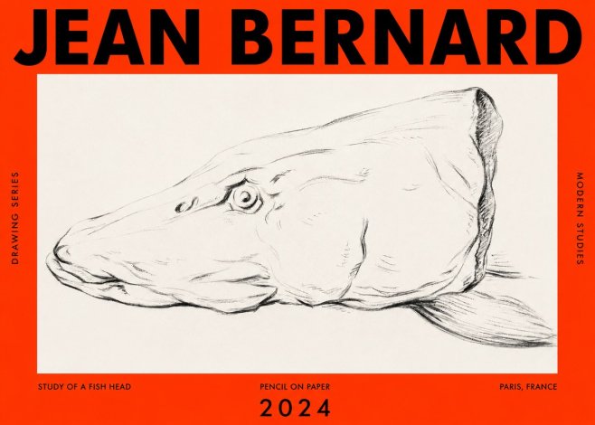 Jean Bernard Study of a Fish Head No2 - Affiche