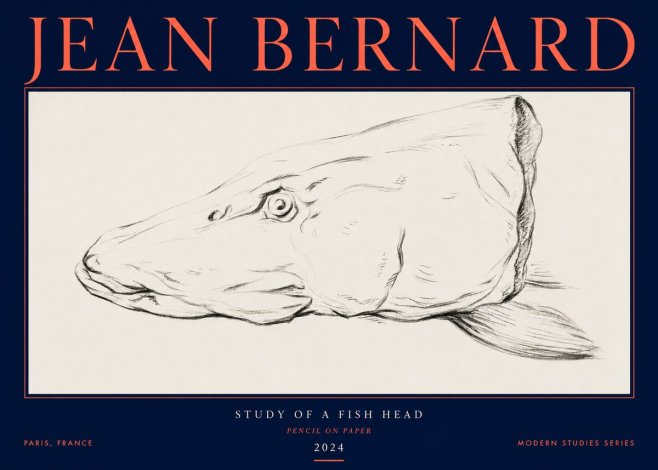 Jean Bernard Study of a Fish Head No3 - Affiche