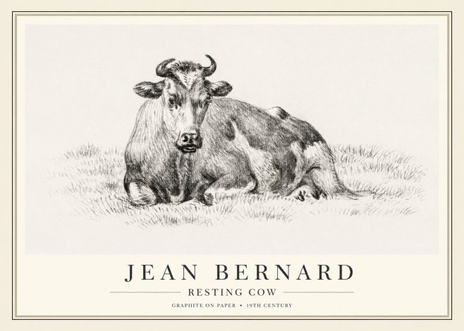 Jean Bernard Resting Cow V No1 - Affiche