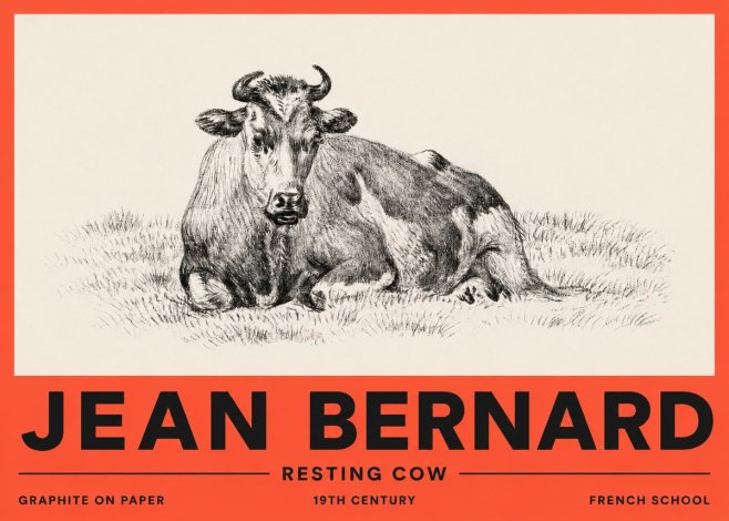 Jean Bernard Resting Cow V No2 - Affiche
