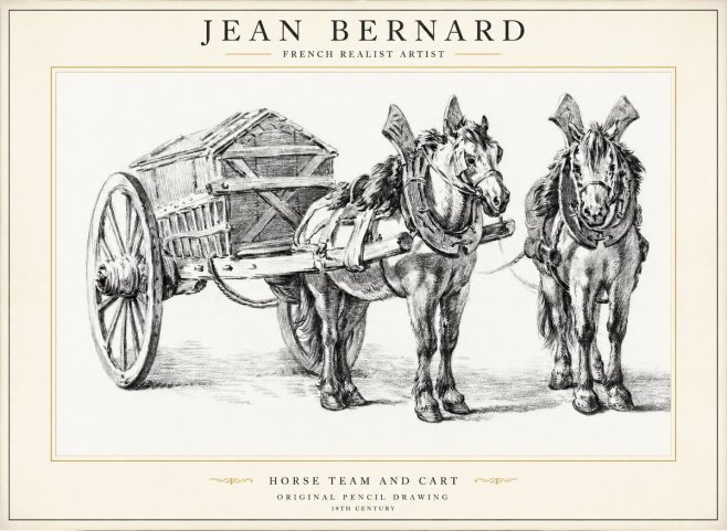 Jean Bernard Horse Team and Cart No1 - Affiche