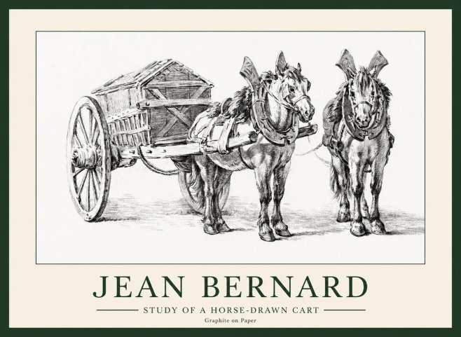 Jean Bernard Horse Team and Cart No2 - Affiche